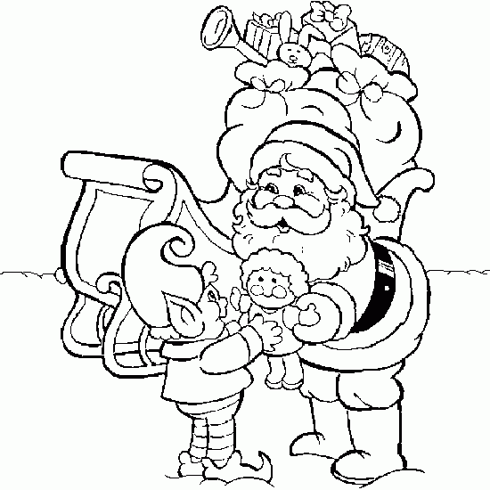 drawing of Santa Claus' sleigh - Christmas coloring to print